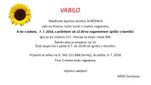 Vabilo MŠD SUNČENCA dnevno nočni turnir v nogometu